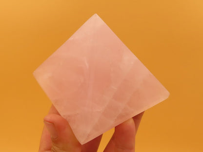 Polished Natural Rose Quartz Crystal Pyramid L