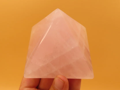 Polished Natural Rose Quartz Crystal Pyramid L