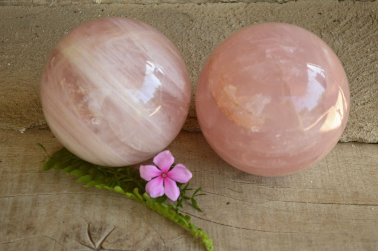 Polished Natural Rose Quartz Spheres