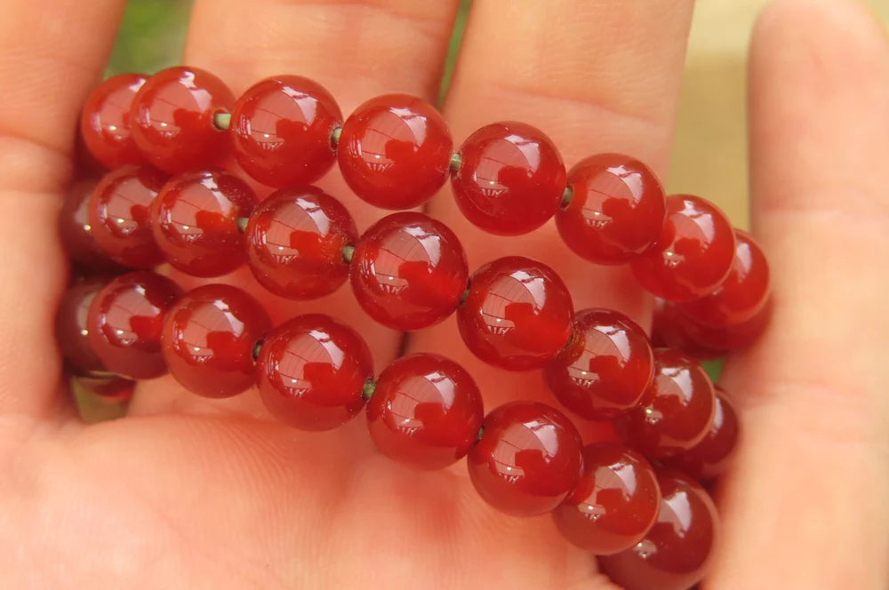 Natural Carnelian Red Agate Round crystal Bracelet