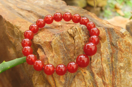 Natural Carnelian Red Agate Round crystal Bracelet