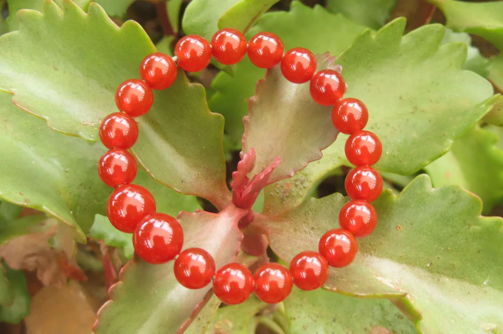 Natural Carnelian Red Agate Round crystal Bracelet