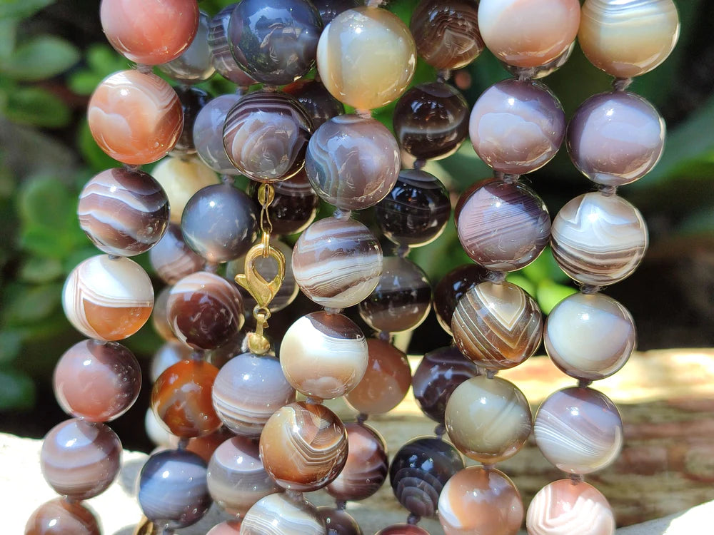 AAA+ Natural Botswana Agate Beaded Necklace