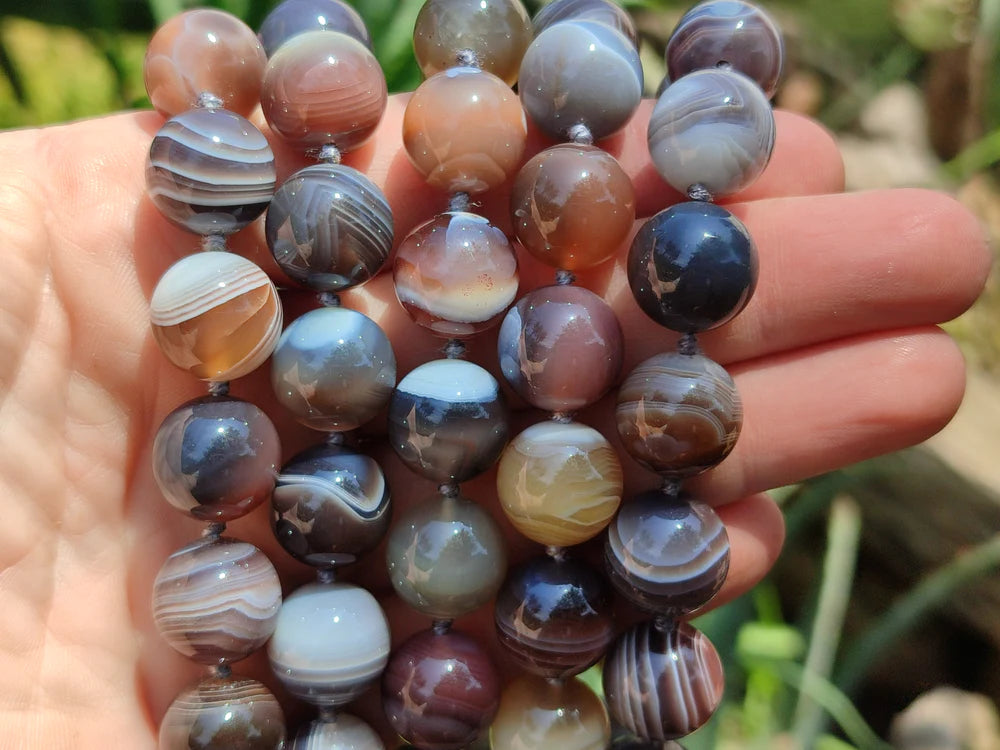 AAA+ Natural Botswana Agate Beaded Necklace