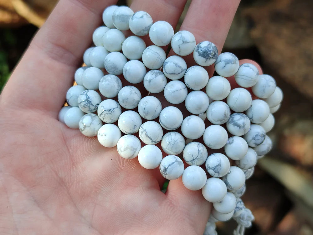 Natural Howlite Beaded Stretch Buddha Bracelet