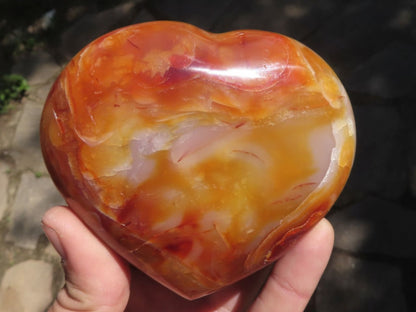 Gorgeous Polished Natural  Carnelian Agate Heart